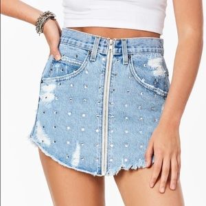 Carmar denim skirt with diamonds